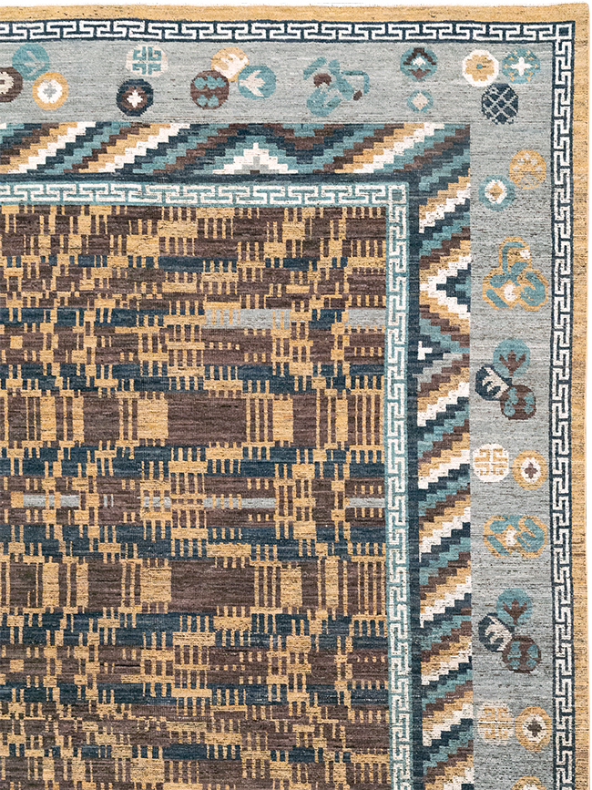 Modern East Turkestan Khotan Room Size Carpet, No.33034 - Staging