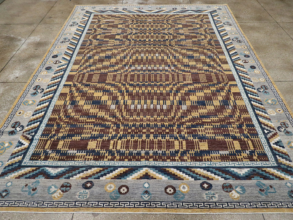 Modern East Turkestan Khotan Room Size Carpet, No.33034 - Staging