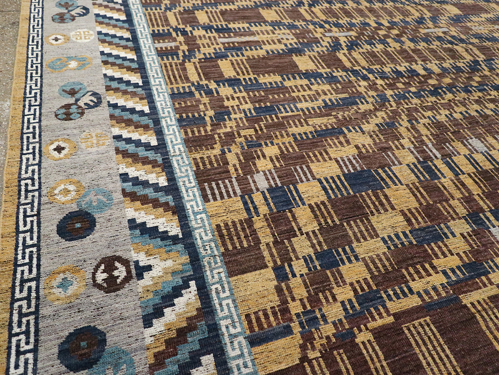 Modern East Turkestan Khotan Room Size Carpet, No.33034 - Staging