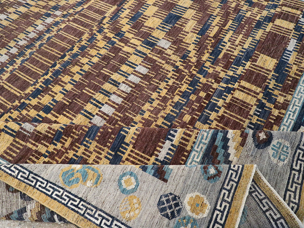 Modern East Turkestan Khotan Room Size Carpet, No.33034 - Staging