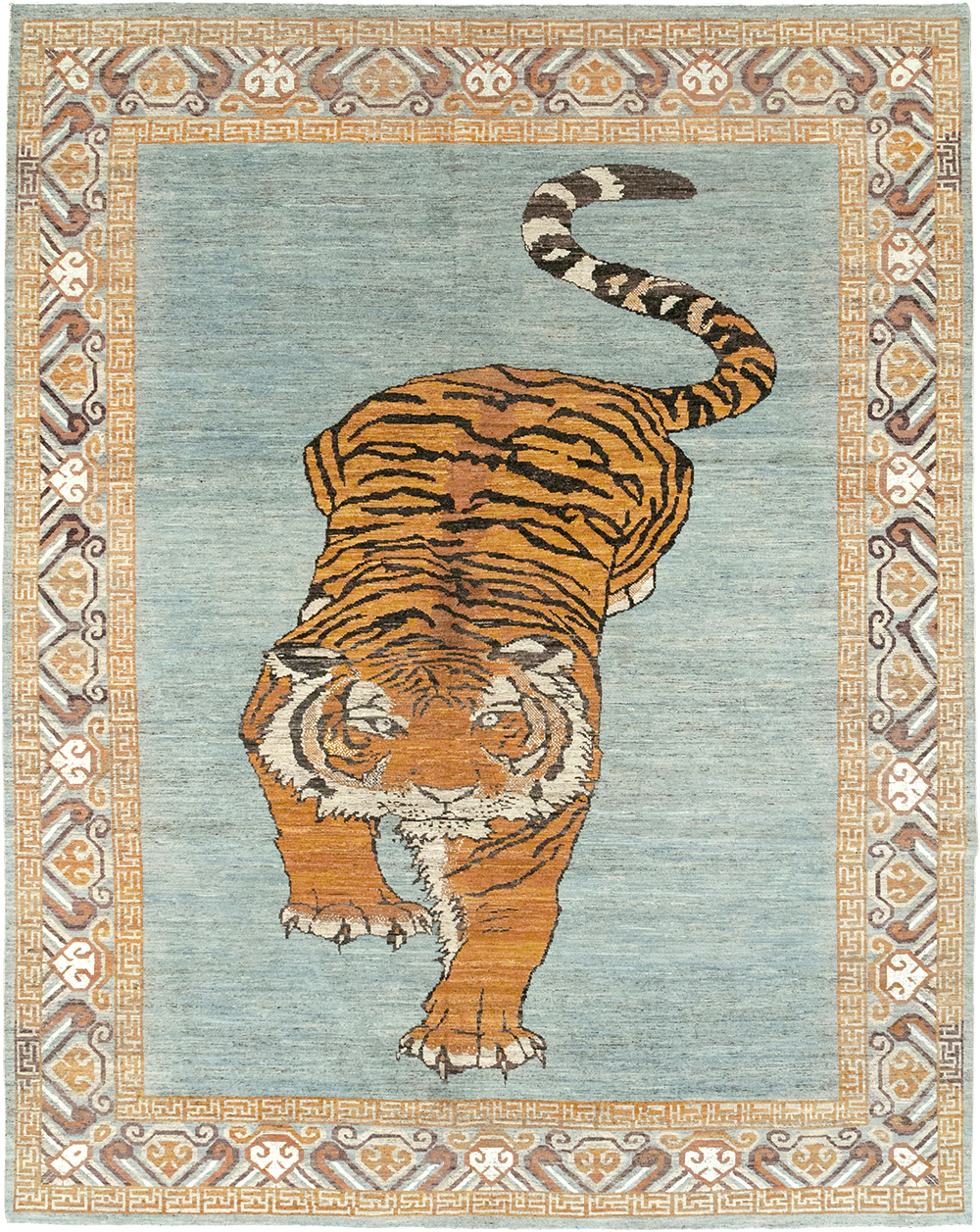 Modern East Turkestan Khotan Pictorial Room Size Carpet, No.33036 - Staging