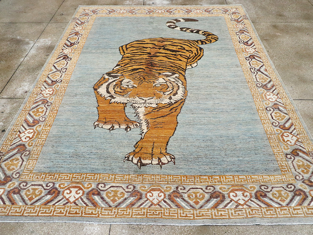 Modern East Turkestan Khotan Pictorial Room Size Carpet, No.33036 - Staging