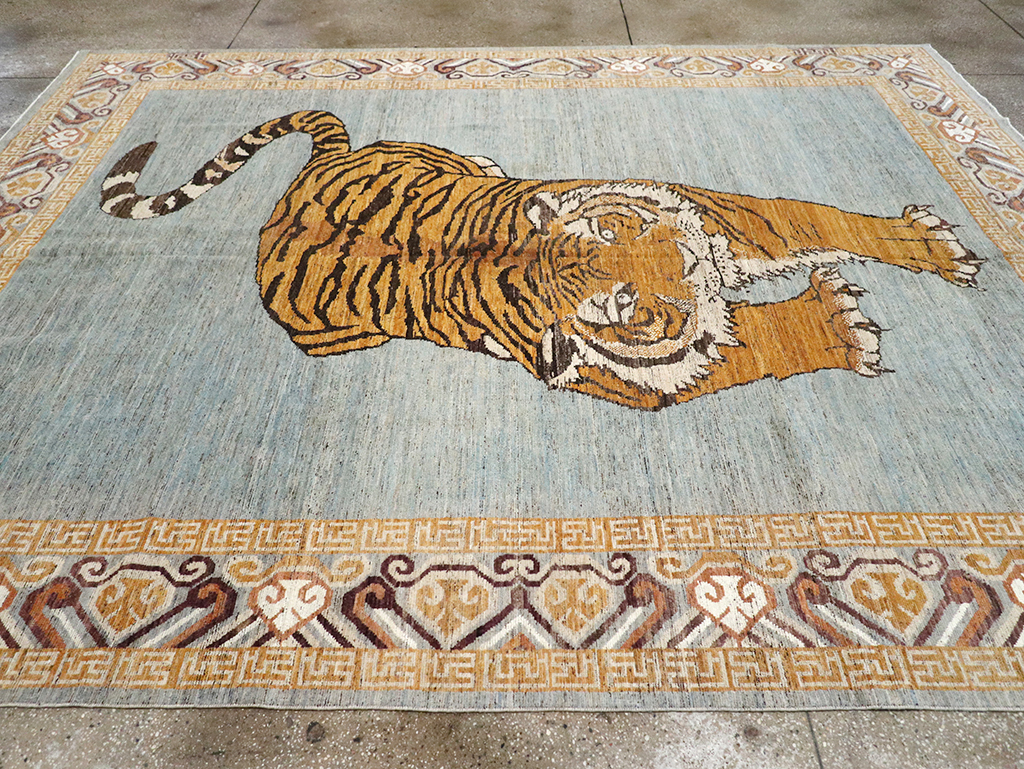 Modern East Turkestan Khotan Pictorial Room Size Carpet, No.33036 - Staging