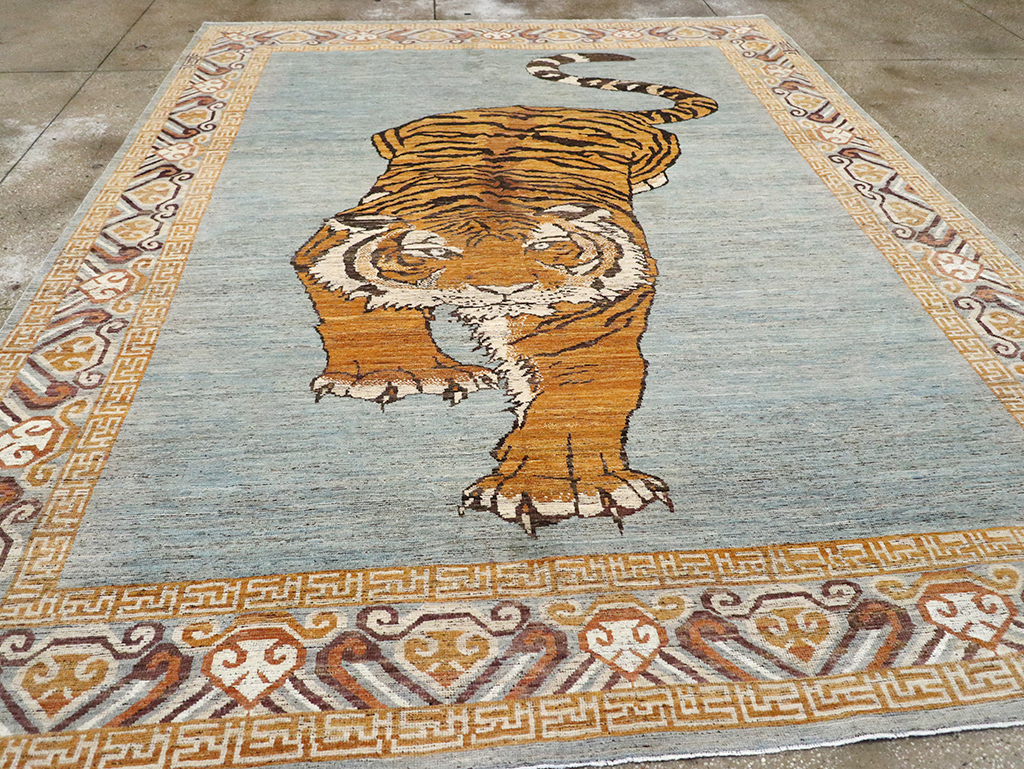 Modern East Turkestan Khotan Pictorial Room Size Carpet, No.33036 - Staging