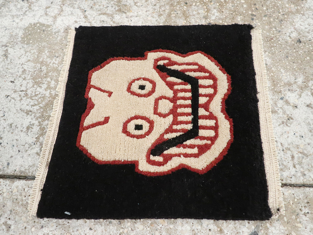 Vintage Tibetan Pictorial Rug (Pair: 2 of 2), No.33040 - Staging
