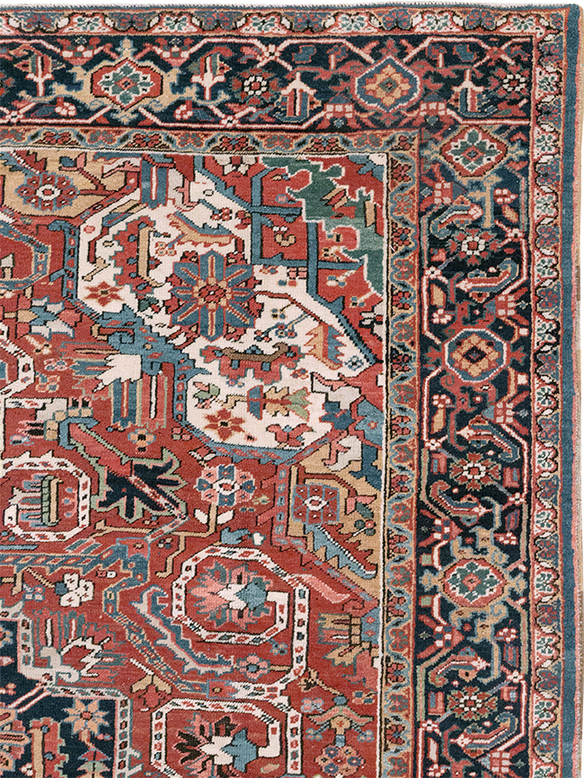 Vintage Persian Heriz Room Size Carpet, No.33042 - Staging