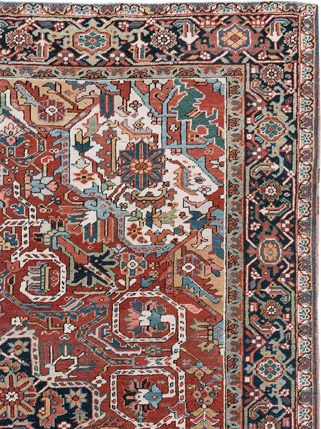 Vintage Persian Heriz Room Size Carpet, No.33042 - Staging