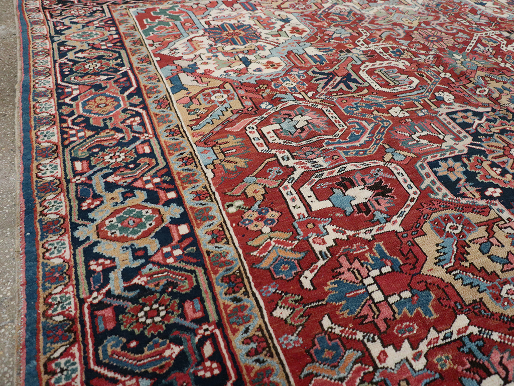 Vintage Persian Heriz Room Size Carpet, No.33042 - Staging