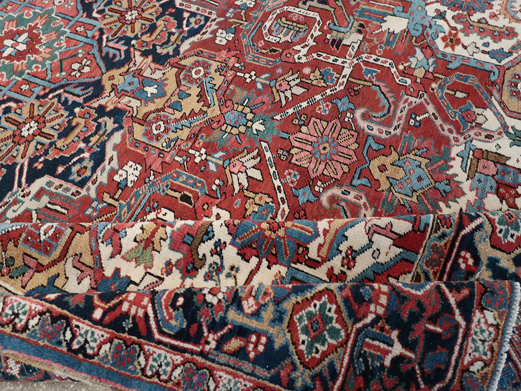 Vintage Persian Heriz Room Size Carpet, No.33042 - Staging