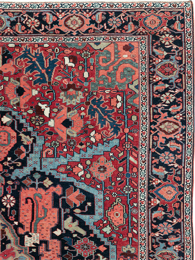 Antique Persian Heriz Accent Rug, No.33044 - Staging