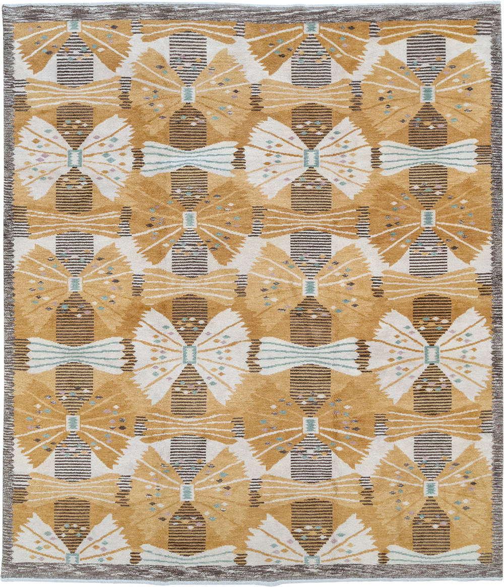 Vintage Scandinavian Rya After Park, Gul By Barbro Nilsson, No.33045 - Staging