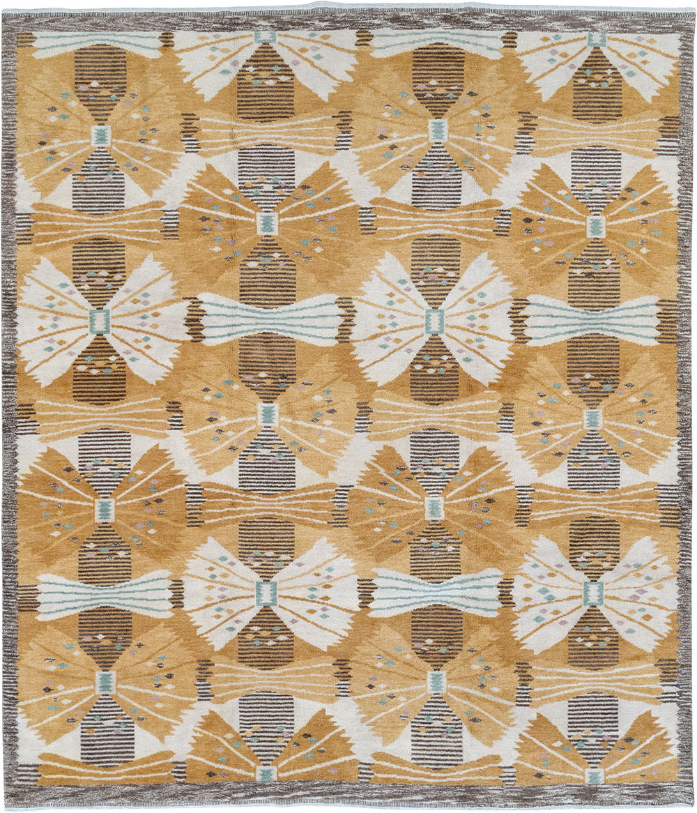 Vintage Scandinavian Rya After Park, Gul By Barbro Nilsson, No.33045 - Staging