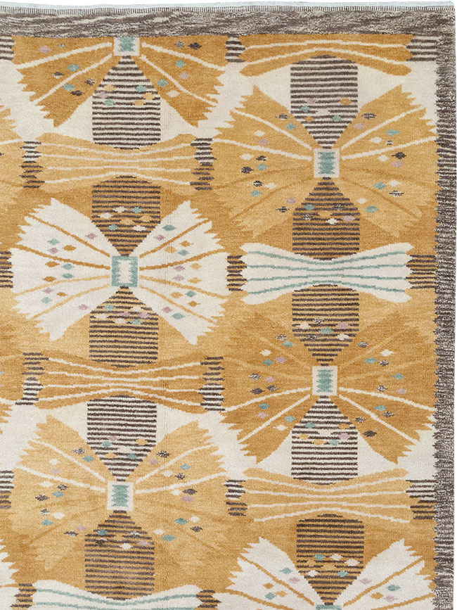 Vintage Scandinavian Rya After Park, Gul By Barbro Nilsson, No.33045 - Staging