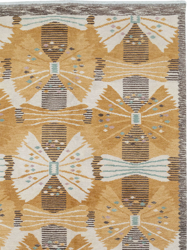 Vintage Scandinavian Rya After Park, Gul By Barbro Nilsson, No.33045 - Staging