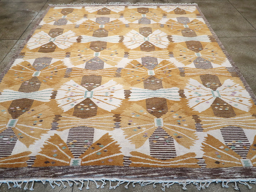 Vintage Scandinavian Rya After Park, Gul By Barbro Nilsson, No.33045 - Staging