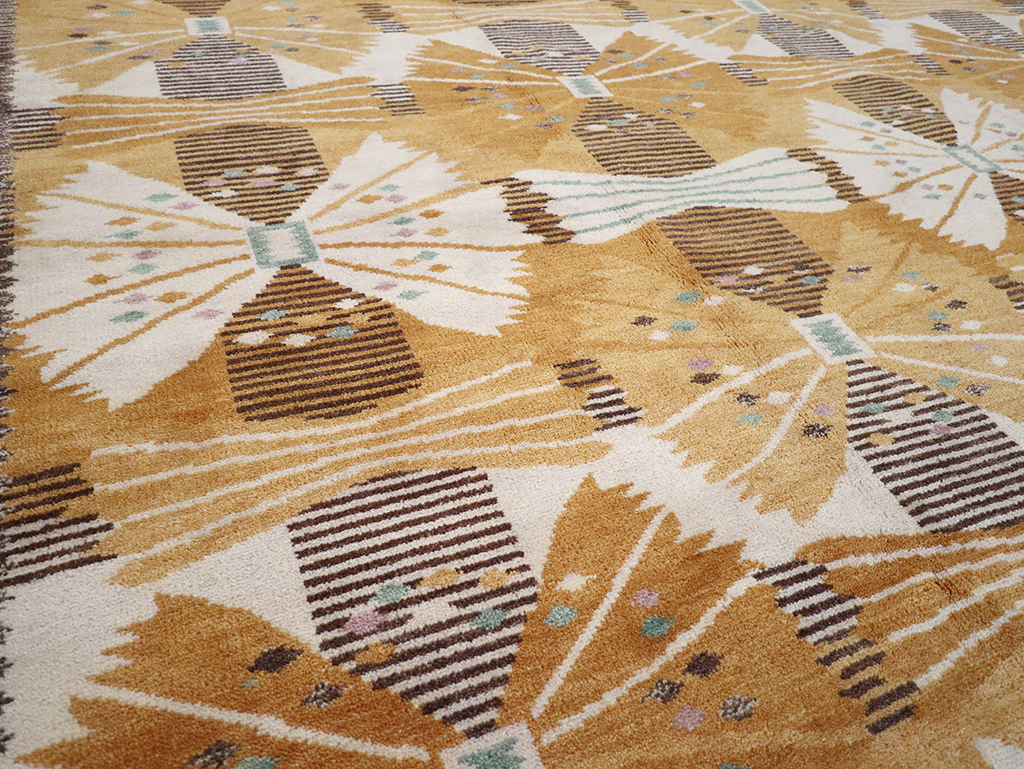 Vintage Scandinavian Rya After Park, Gul By Barbro Nilsson, No.33045 - Staging