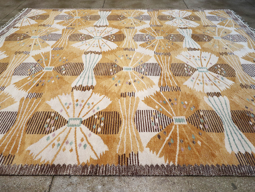 Vintage Scandinavian Rya After Park, Gul By Barbro Nilsson, No.33045 - Staging