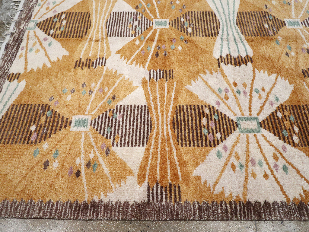 Vintage Scandinavian Rya After Park, Gul By Barbro Nilsson, No.33045 - Staging