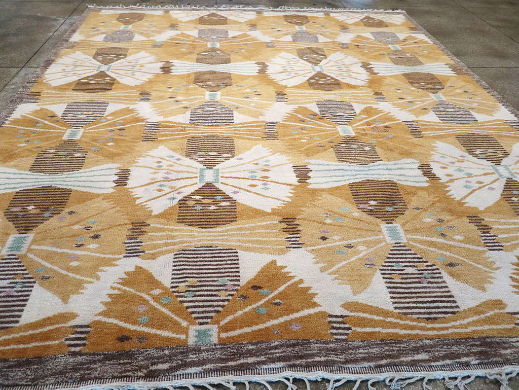 Vintage Scandinavian Rya After Park, Gul By Barbro Nilsson, No.33045 - Staging