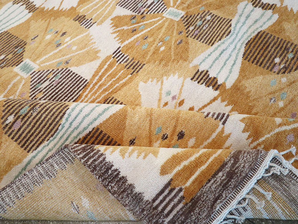 Vintage Scandinavian Rya After Park, Gul By Barbro Nilsson, No.33045 - Staging