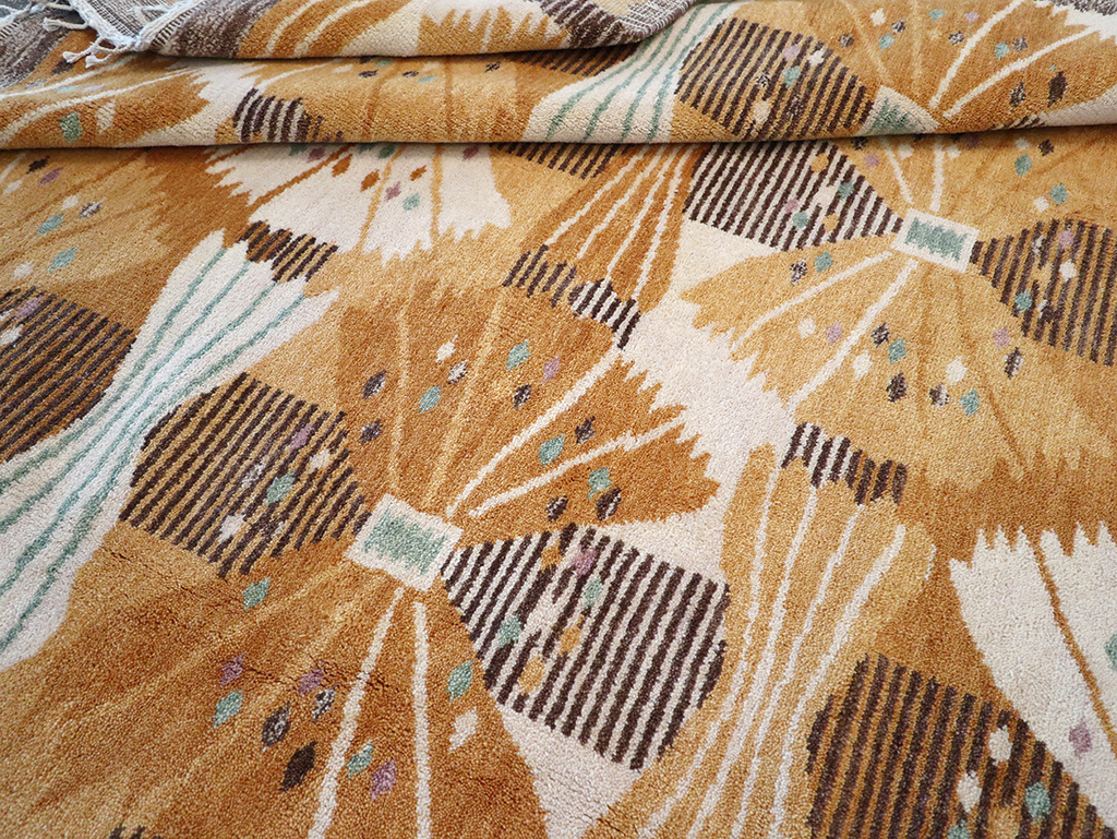 Vintage Scandinavian Rya After Park, Gul By Barbro Nilsson, No.33045 - Staging