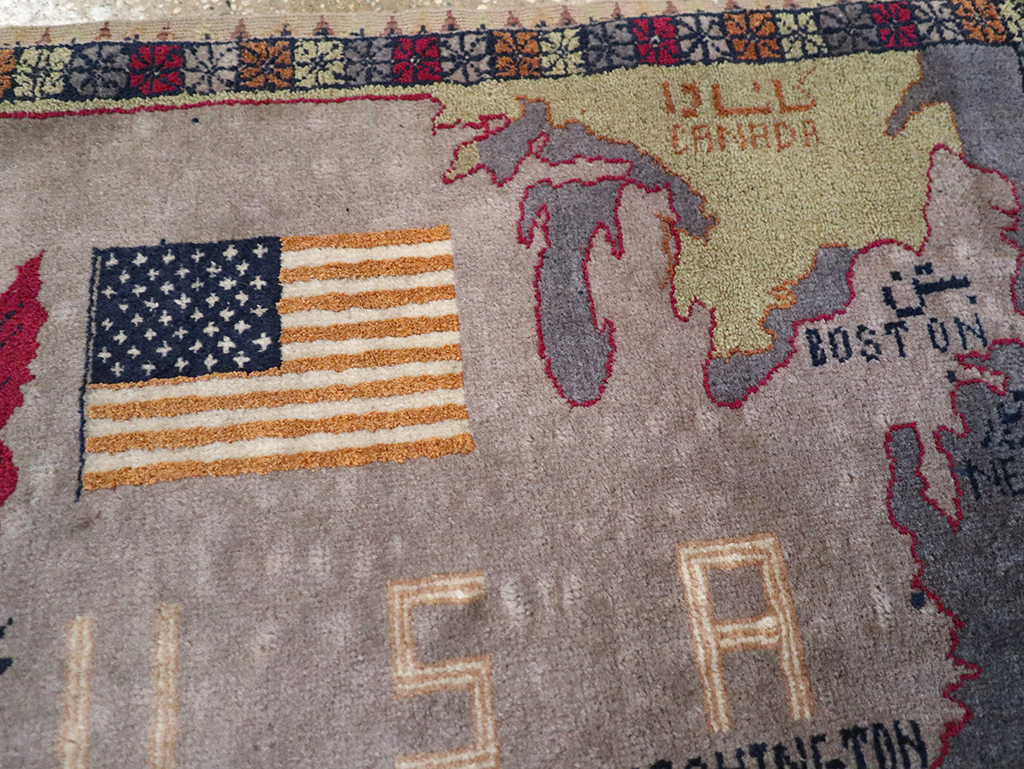 Vintage Afghan Pictorial Map Rug, No.33050 - Staging