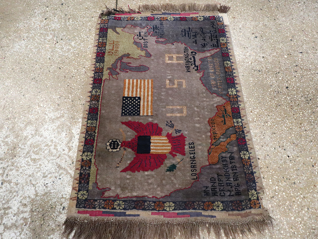 Vintage Afghan Pictorial Map Rug, No.33050 - Staging
