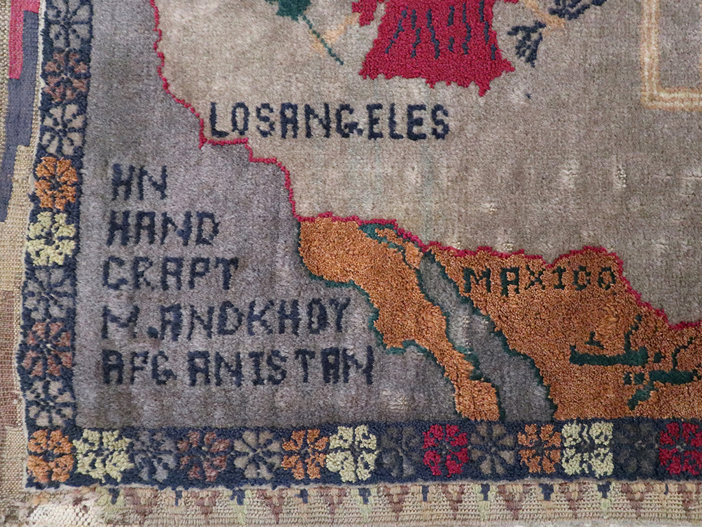 Vintage Afghan Pictorial Map Rug, No.33050 - Staging