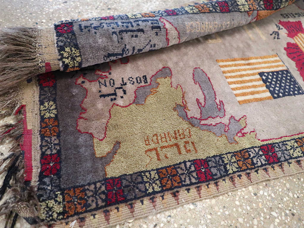 Vintage Afghan Pictorial Map Rug, No.33050 - Staging