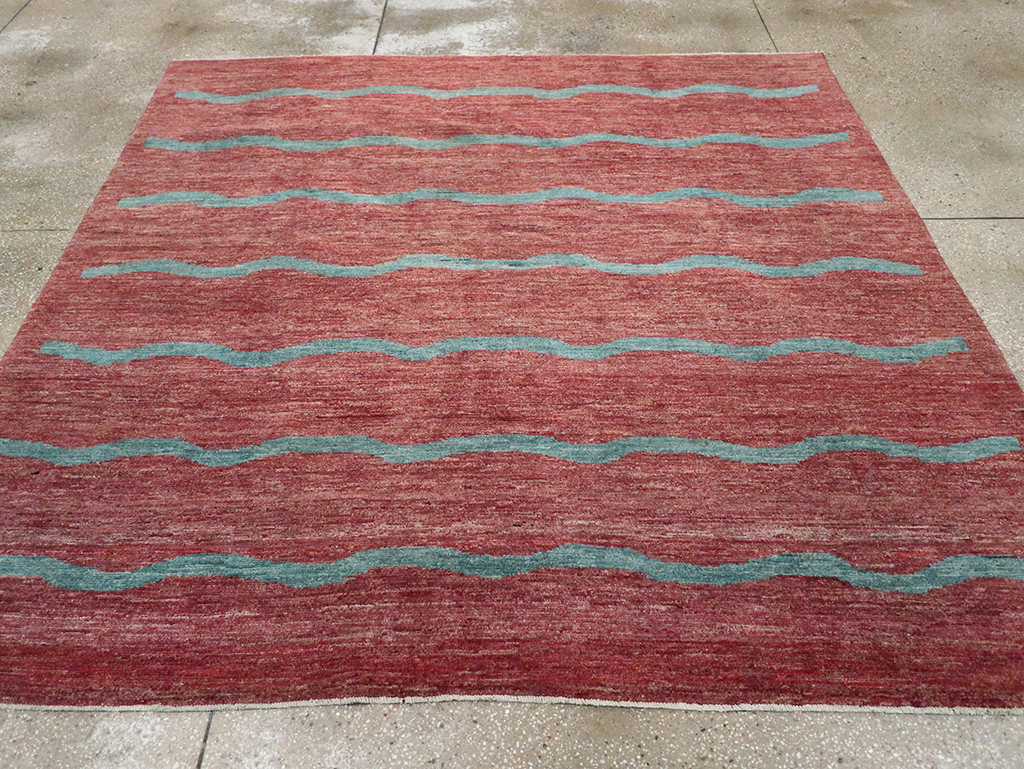 Modern Persian Gabbeh Square Accent Carpet, No.33058 - Staging
