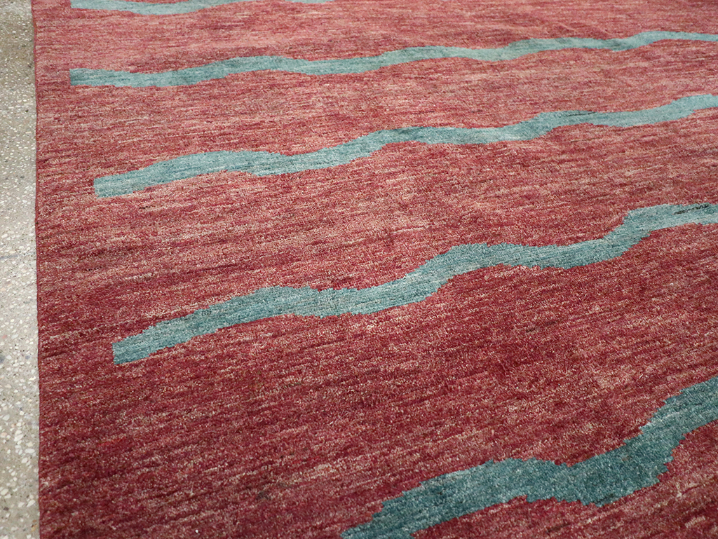 Modern Persian Gabbeh Square Accent Carpet, No.33058 - Staging