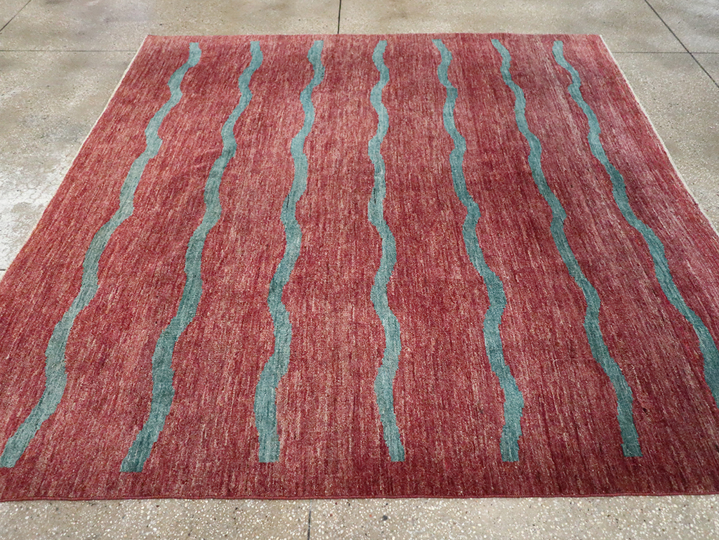 Modern Persian Gabbeh Square Accent Carpet, No.33058 - Staging