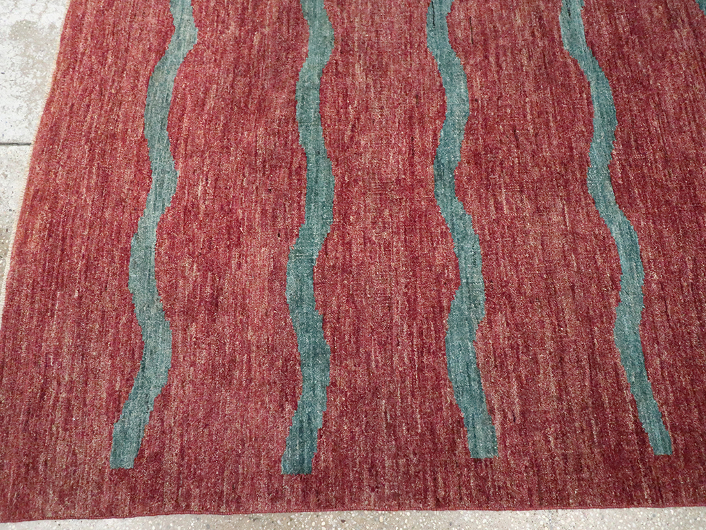 Modern Persian Gabbeh Square Accent Carpet, No.33058 - Staging