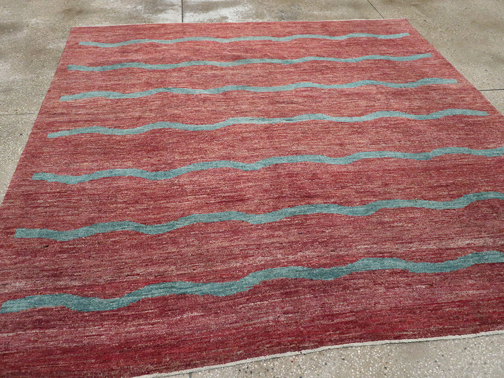 Modern Persian Gabbeh Square Accent Carpet, No.33058 - Staging