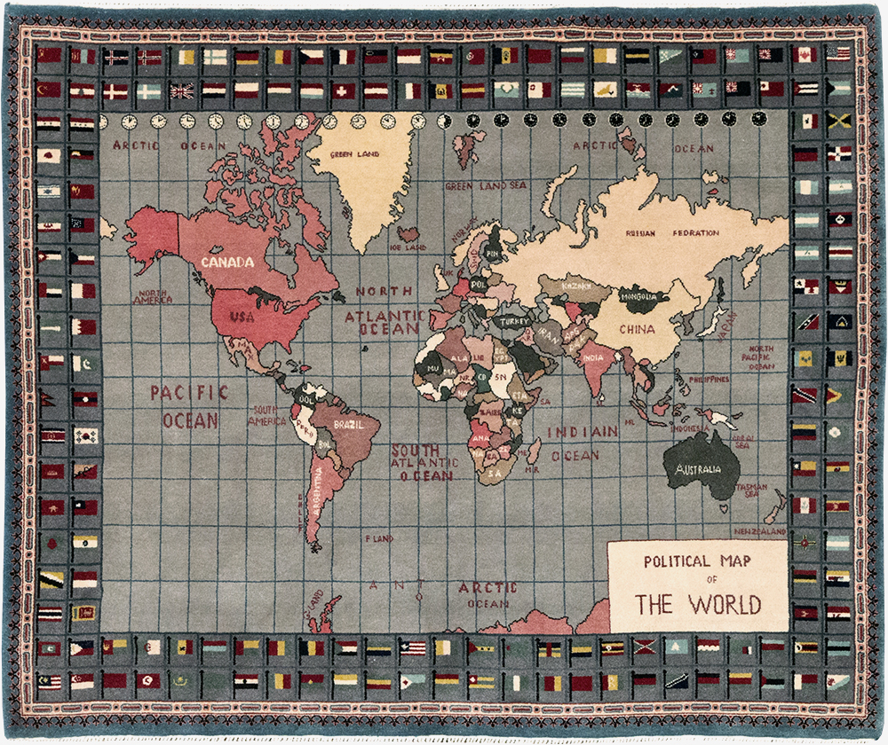 Modern Afghan Pictorial Map Rug, No.33059 - Staging