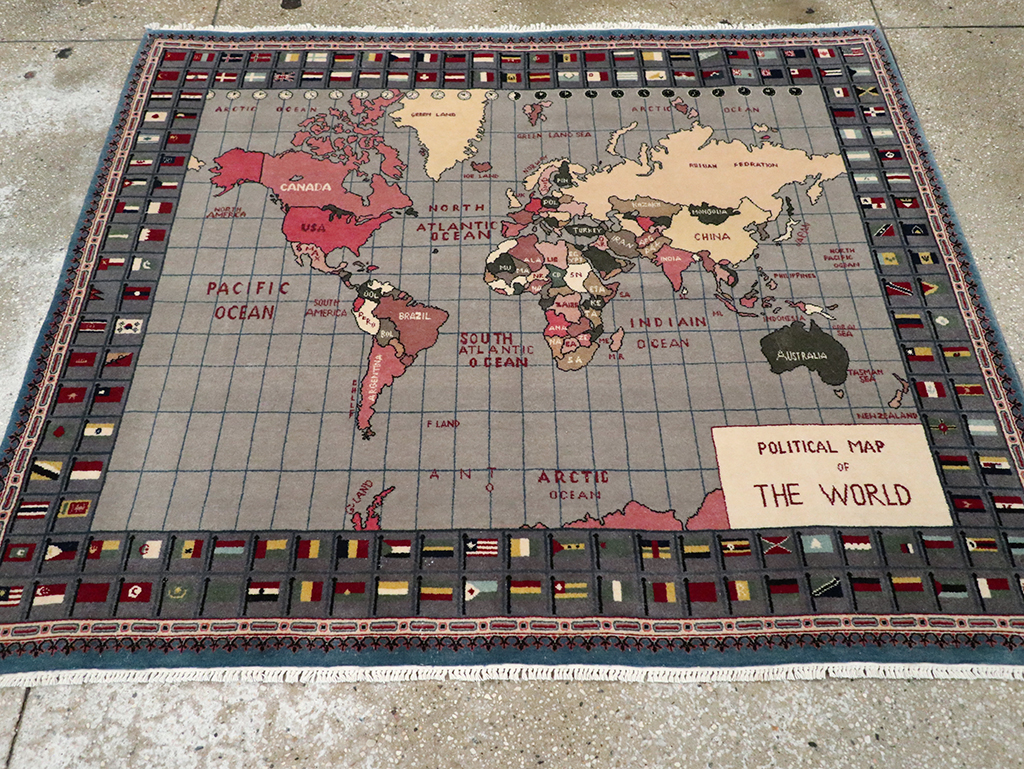 Modern Afghan Pictorial Map Rug, No.33059 - Staging