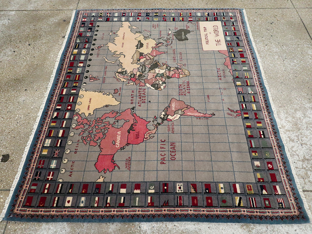 Modern Afghan Pictorial Map Rug, No.33059 - Staging