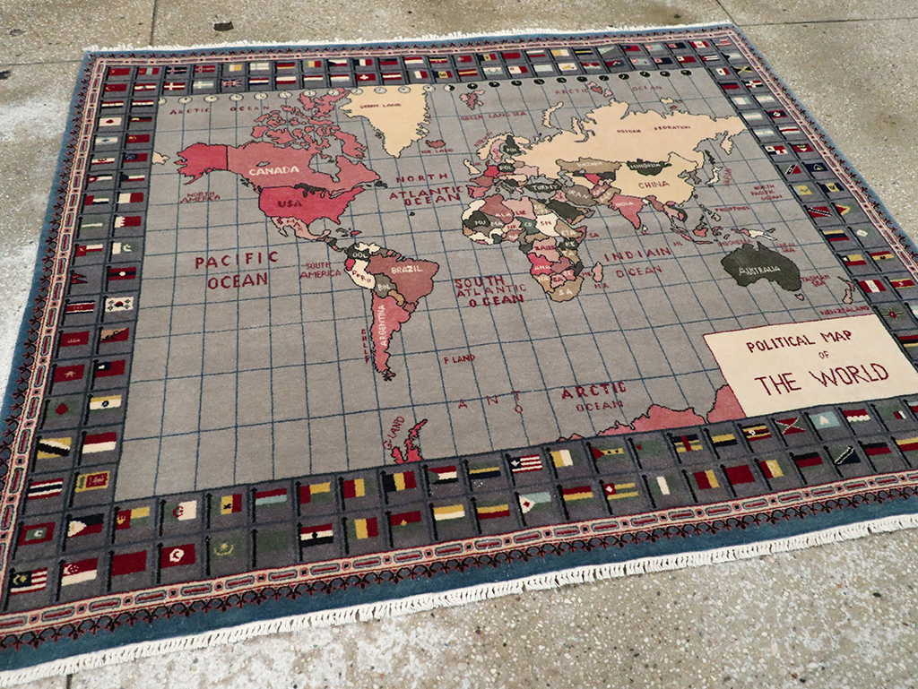 Modern Afghan Pictorial Map Rug, No.33059 - Staging