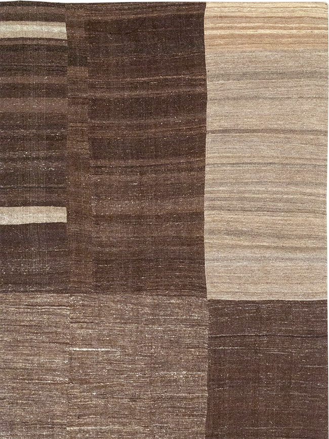 Vintage Turkish Flatweave Kilim Room Size Carpet, No.33072 - Staging