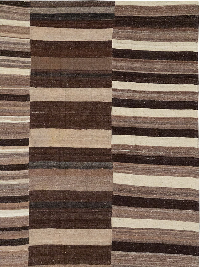 Vintage Turkish Flatweave Kilim Room Size Carpet, No.33073 - Staging