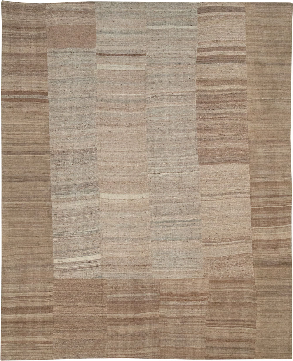 Vintage Turkish Flatweave Kilim Room Size Carpet, No.33074 - Staging