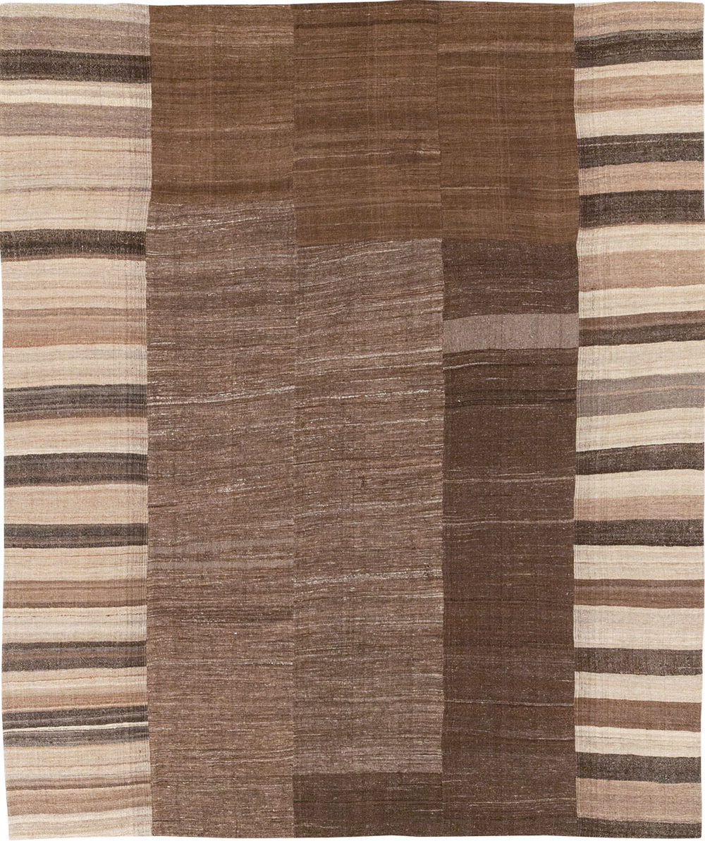 Vintage Turkish Flatweave Kilim Room Size Carpet, No.33076 - Staging