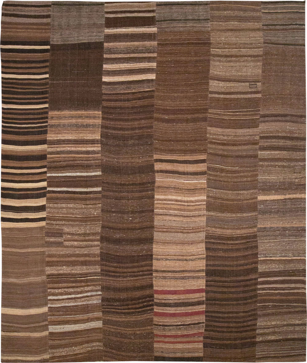 Vintage Turkish Flatweave Kilim Room Size Carpet, No.33088 - Staging