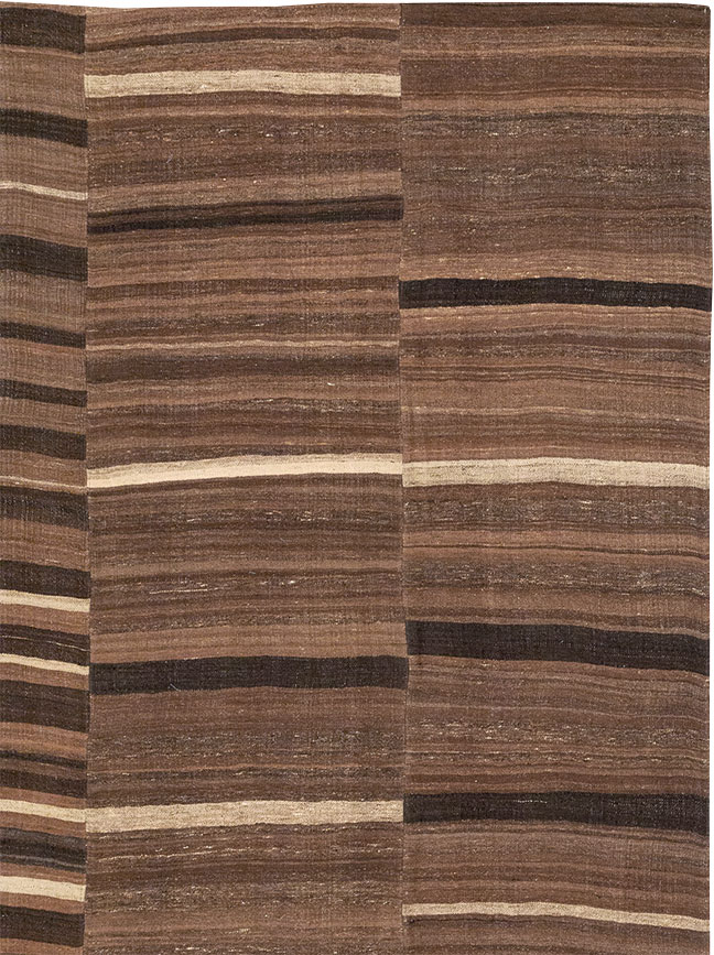 Vintage Turkish Flatweave Kilim Room Size Carpet, No.33089 - Staging