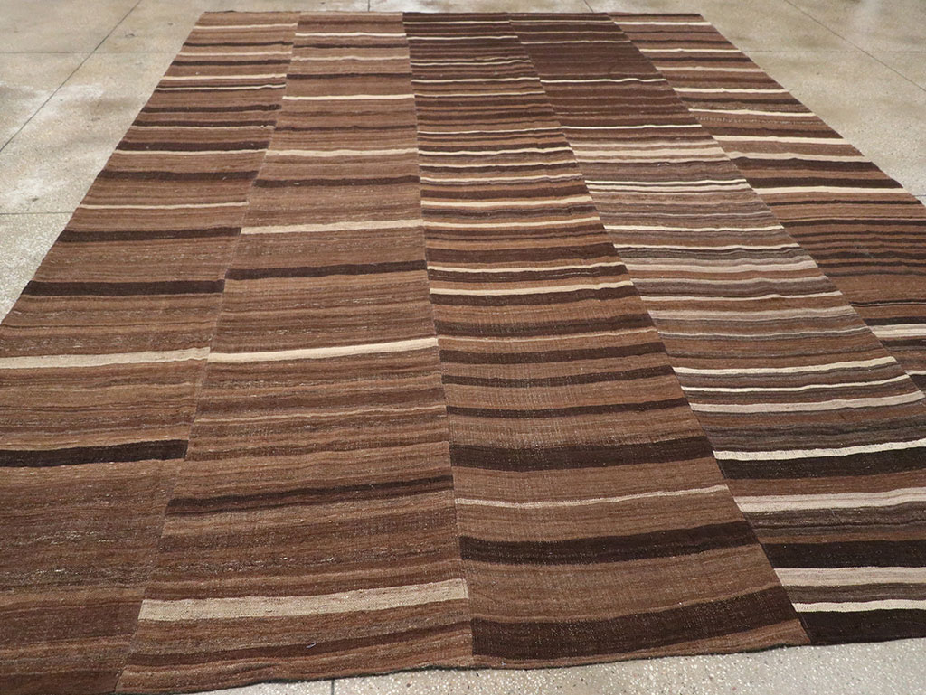 Vintage Turkish Flatweave Kilim Room Size Carpet, No.33089 - Staging