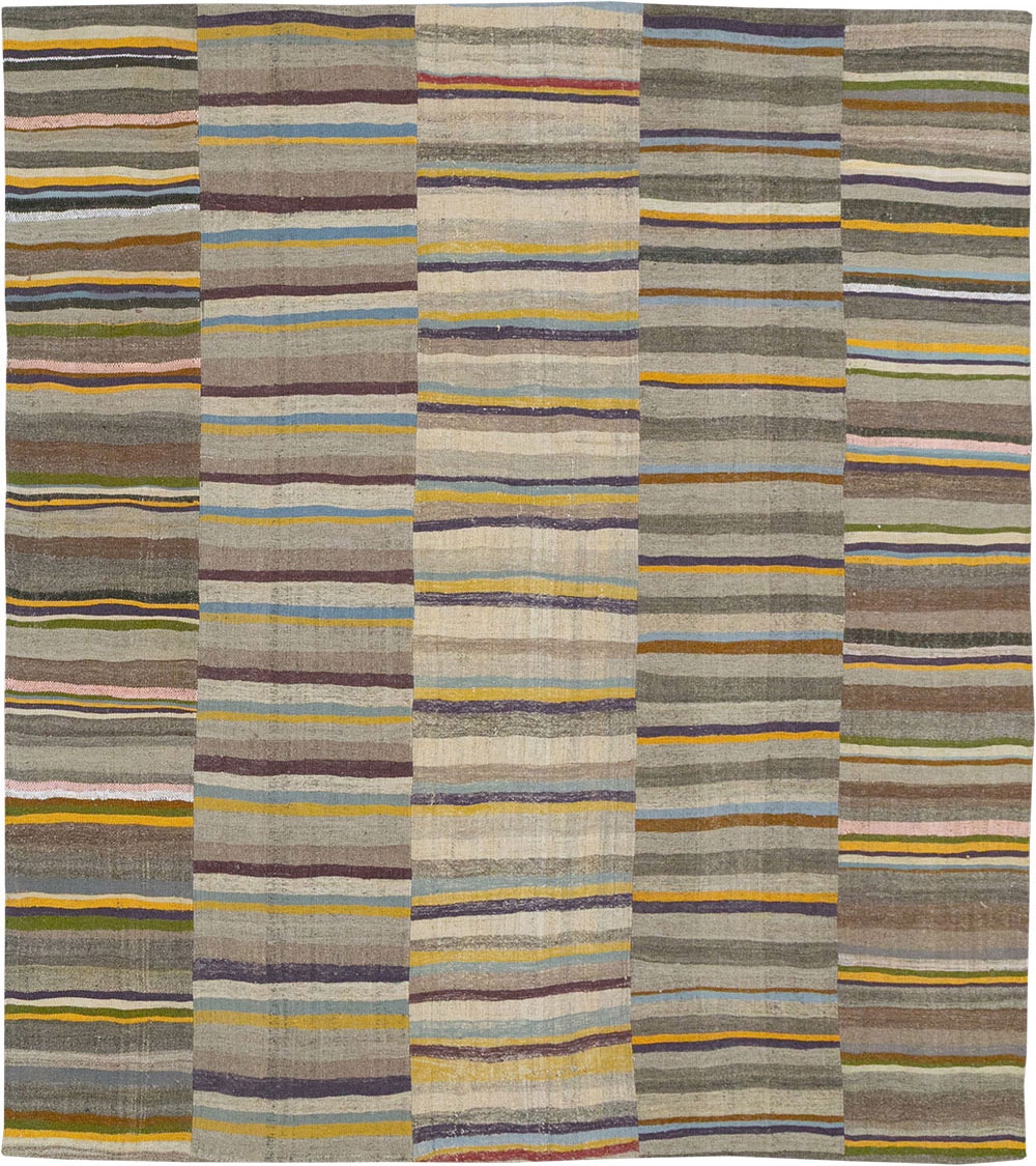 Vintage Turkish Flatweave Kilim Room Size Carpet, No.33094 - Staging