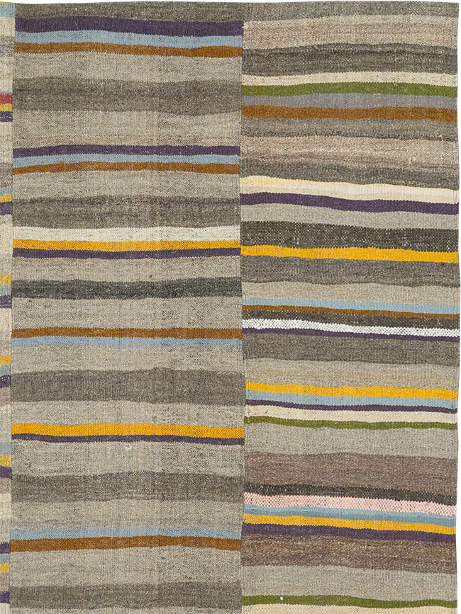 Vintage Turkish Flatweave Kilim Room Size Carpet, No.33094 - Staging