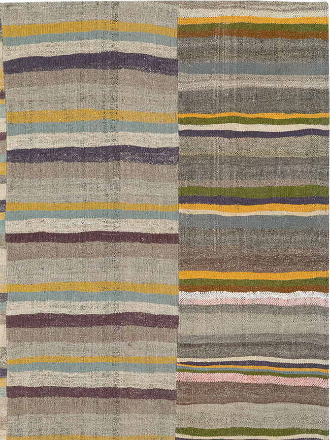 Vintage Turkish Flatweave Kilim Room Size Carpet, No.33094 - Staging