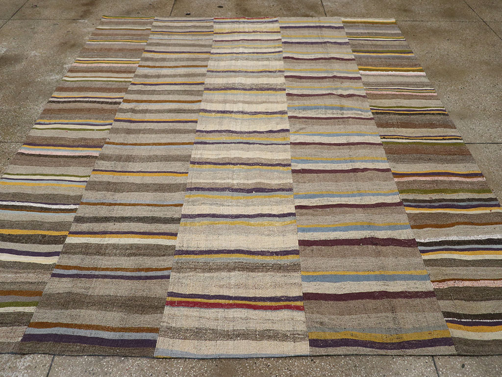 Vintage Turkish Flatweave Kilim Room Size Carpet, No.33094 - Staging