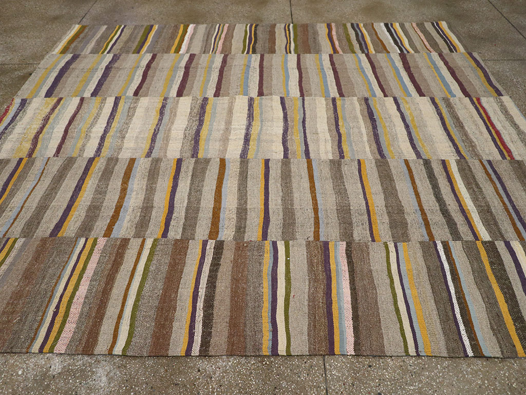 Vintage Turkish Flatweave Kilim Room Size Carpet, No.33094 - Staging